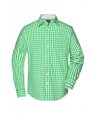 Men Men's Checked Shirt Green/white 8054